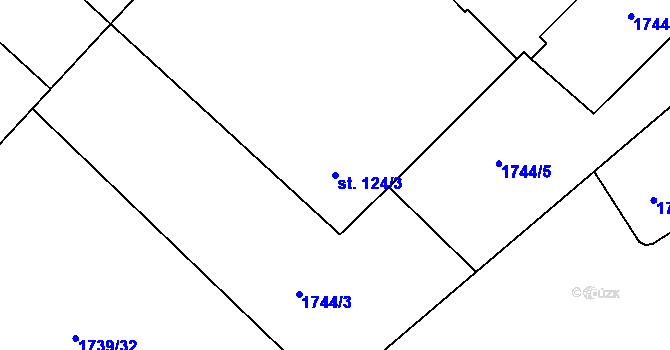 Parcela st. 124/3 v KÚ Libouchec, Katastrální mapa