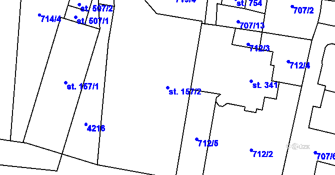 Parcela st. 157/2 v KÚ Libouchec, Katastrální mapa