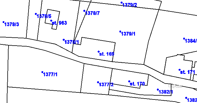 Parcela st. 169 v KÚ Libouchec, Katastrální mapa