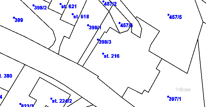 Parcela st. 216 v KÚ Libouchec, Katastrální mapa