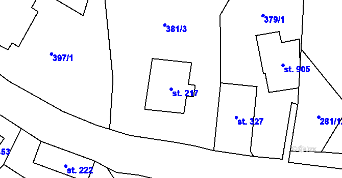 Parcela st. 217 v KÚ Libouchec, Katastrální mapa