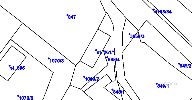 Parcela st. 261/1 v KÚ Libouchec, Katastrální mapa