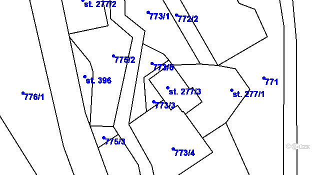 Parcela st. 277/3 v KÚ Libouchec, Katastrální mapa