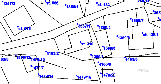 Parcela st. 310 v KÚ Libouchec, Katastrální mapa