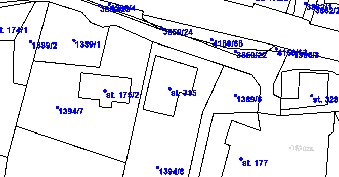 Parcela st. 315 v KÚ Libouchec, Katastrální mapa