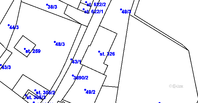 Parcela st. 326 v KÚ Libouchec, Katastrální mapa