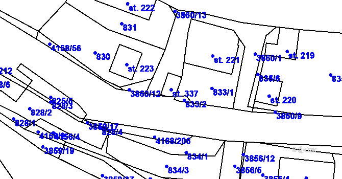 Parcela st. 337 v KÚ Libouchec, Katastrální mapa