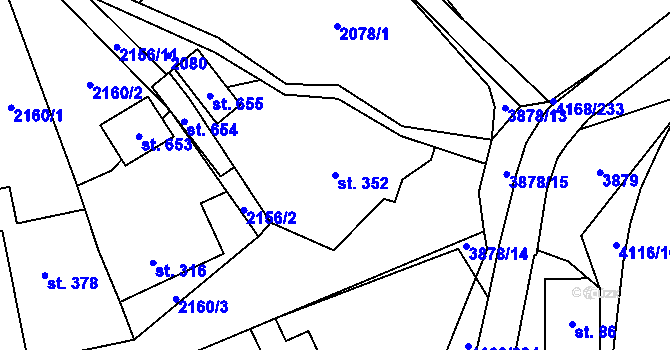 Parcela st. 352 v KÚ Libouchec, Katastrální mapa