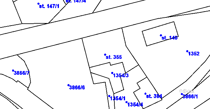 Parcela st. 355 v KÚ Libouchec, Katastrální mapa