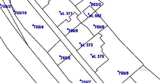 Parcela st. 373 v KÚ Libouchec, Katastrální mapa