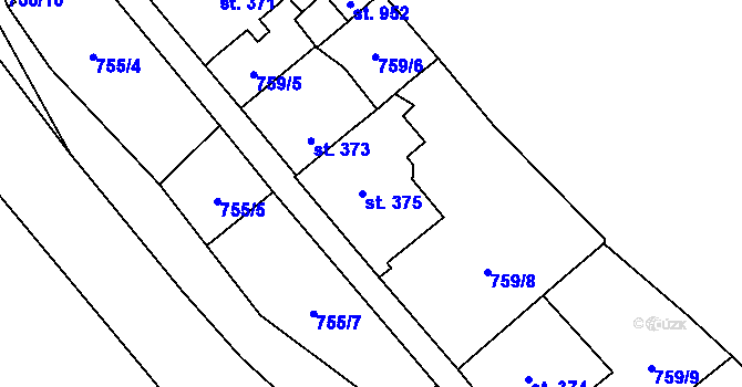 Parcela st. 375 v KÚ Libouchec, Katastrální mapa