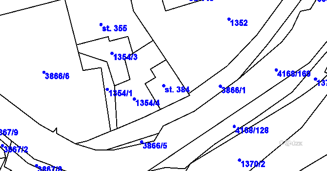 Parcela st. 384 v KÚ Libouchec, Katastrální mapa