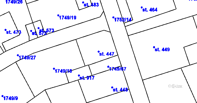 Parcela st. 447 v KÚ Libouchec, Katastrální mapa