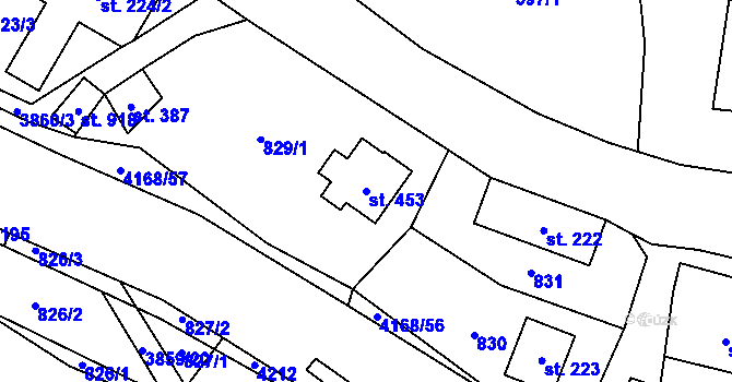 Parcela st. 453 v KÚ Libouchec, Katastrální mapa