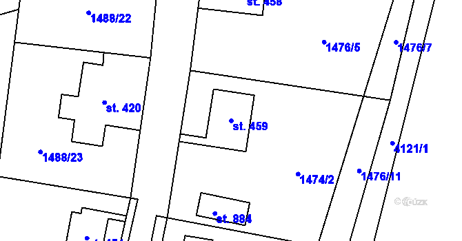 Parcela st. 459 v KÚ Libouchec, Katastrální mapa