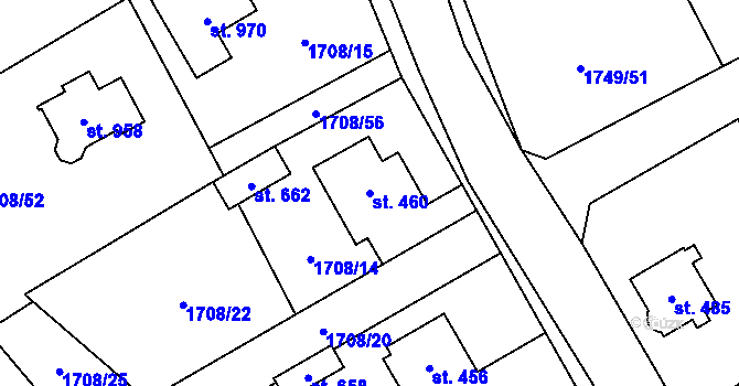 Parcela st. 460 v KÚ Libouchec, Katastrální mapa