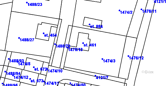 Parcela st. 461 v KÚ Libouchec, Katastrální mapa