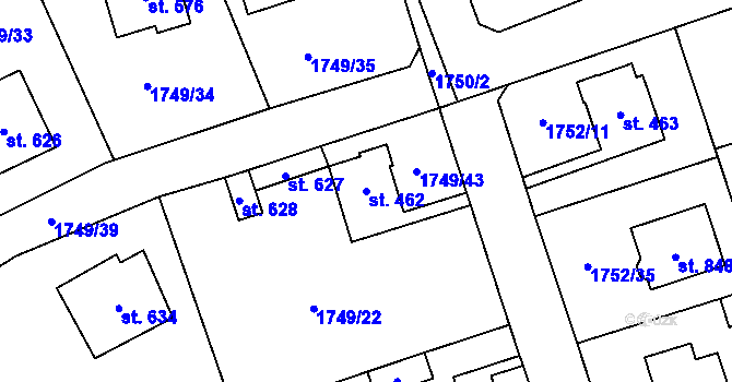 Parcela st. 462 v KÚ Libouchec, Katastrální mapa