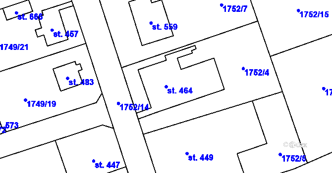 Parcela st. 464 v KÚ Libouchec, Katastrální mapa