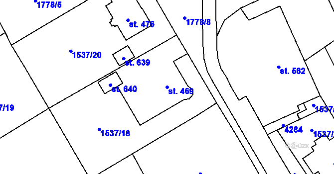 Parcela st. 469 v KÚ Libouchec, Katastrální mapa
