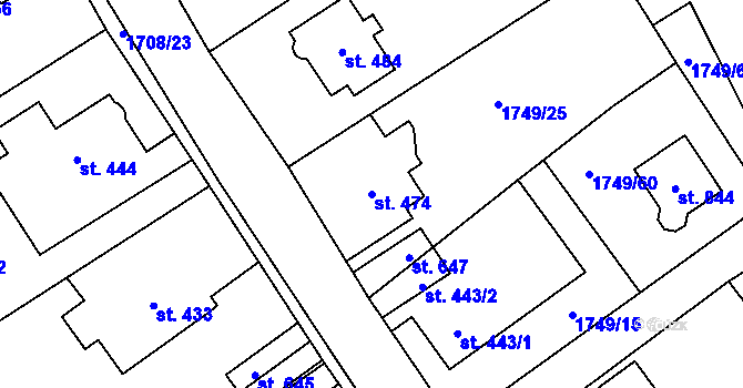 Parcela st. 474 v KÚ Libouchec, Katastrální mapa
