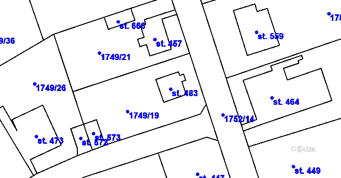 Parcela st. 483 v KÚ Libouchec, Katastrální mapa