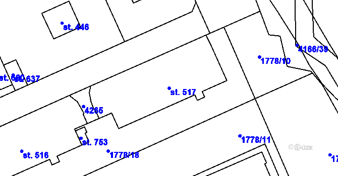 Parcela st. 517 v KÚ Libouchec, Katastrální mapa