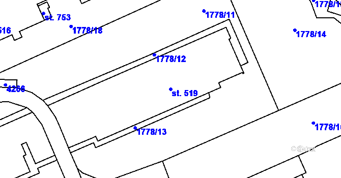 Parcela st. 519 v KÚ Libouchec, Katastrální mapa