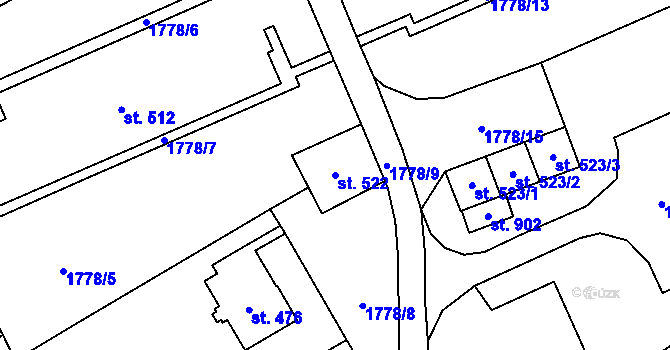 Parcela st. 522 v KÚ Libouchec, Katastrální mapa
