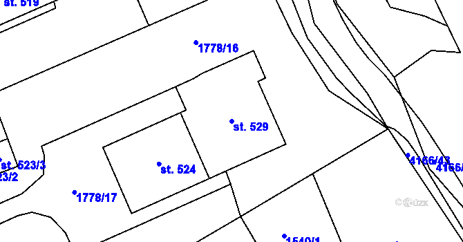 Parcela st. 529 v KÚ Libouchec, Katastrální mapa