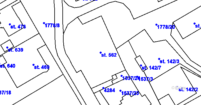 Parcela st. 562 v KÚ Libouchec, Katastrální mapa