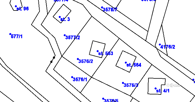 Parcela st. 563 v KÚ Libouchec, Katastrální mapa