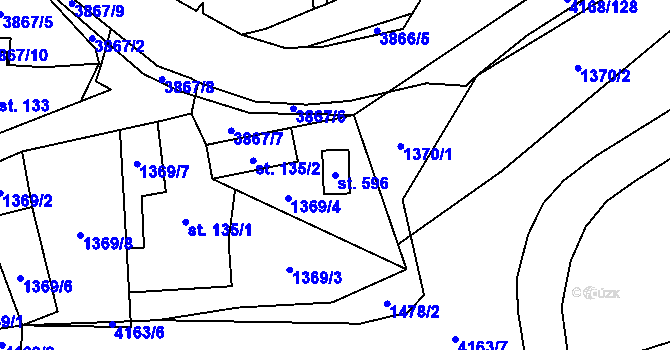 Parcela st. 596 v KÚ Libouchec, Katastrální mapa