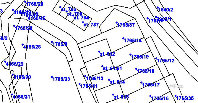 Parcela st. 612 v KÚ Libouchec, Katastrální mapa