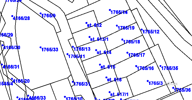 Parcela st. 614 v KÚ Libouchec, Katastrální mapa