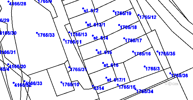 Parcela st. 615 v KÚ Libouchec, Katastrální mapa