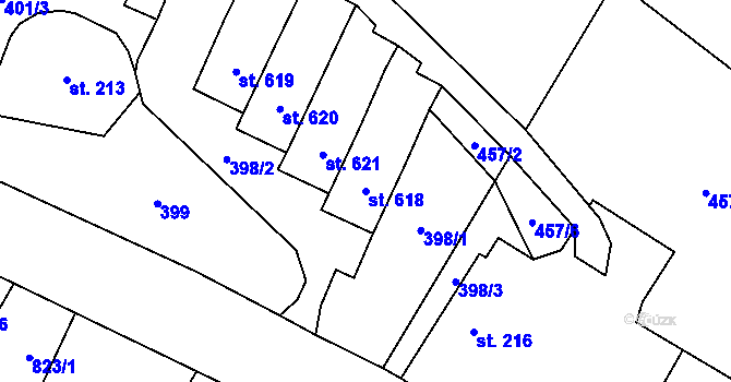 Parcela st. 618 v KÚ Libouchec, Katastrální mapa