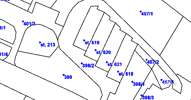 Parcela st. 620 v KÚ Libouchec, Katastrální mapa