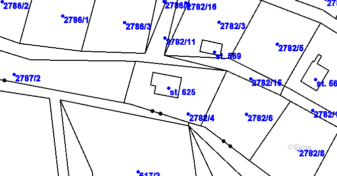 Parcela st. 625 v KÚ Libouchec, Katastrální mapa