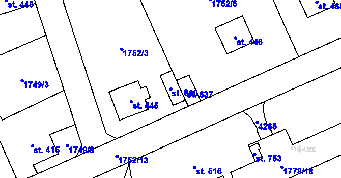 Parcela st. 660 v KÚ Libouchec, Katastrální mapa