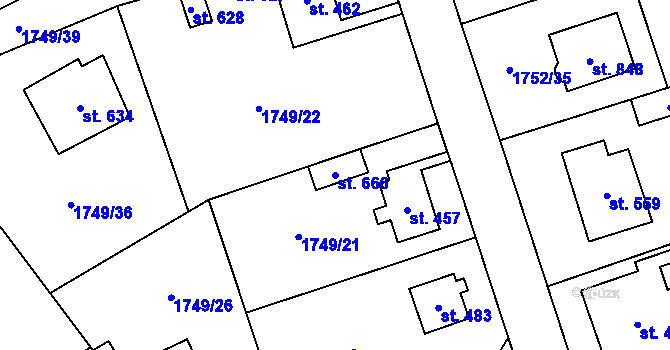 Parcela st. 666 v KÚ Libouchec, Katastrální mapa