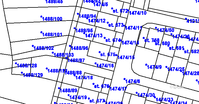 Parcela st. 675 v KÚ Libouchec, Katastrální mapa