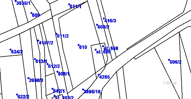 Parcela st. 699 v KÚ Libouchec, Katastrální mapa