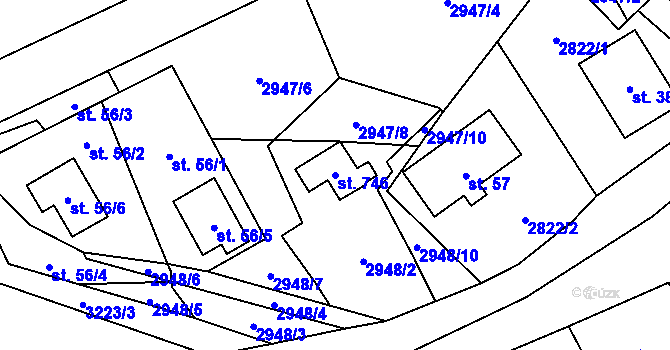 Parcela st. 746 v KÚ Libouchec, Katastrální mapa