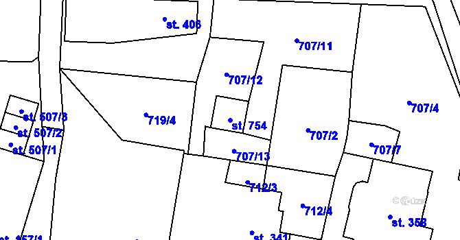 Parcela st. 754 v KÚ Libouchec, Katastrální mapa