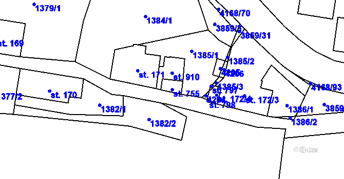 Parcela st. 755 v KÚ Libouchec, Katastrální mapa