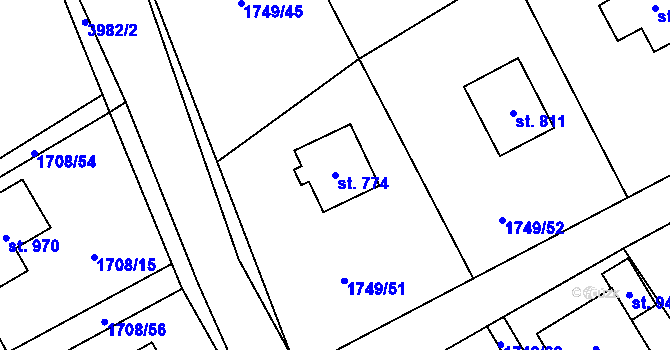 Parcela st. 774 v KÚ Libouchec, Katastrální mapa