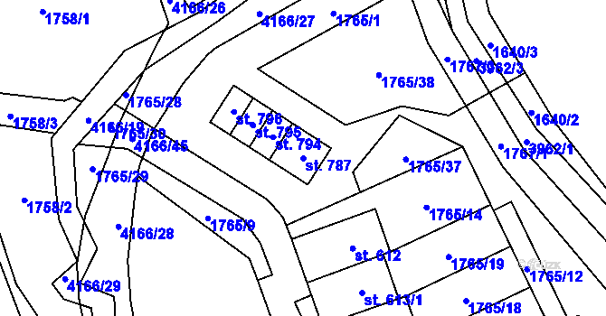 Parcela st. 787 v KÚ Libouchec, Katastrální mapa