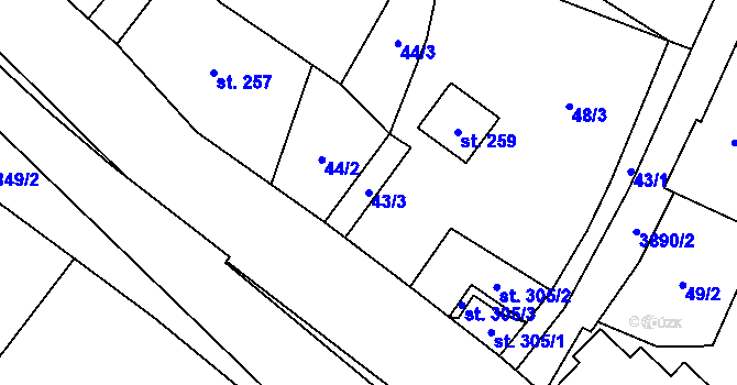 Parcela st. 43/3 v KÚ Libouchec, Katastrální mapa