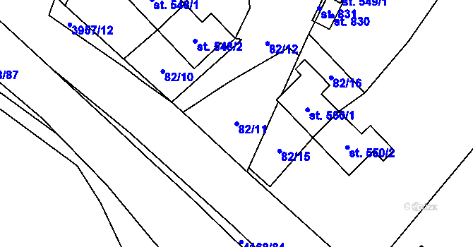 Parcela st. 82/11 v KÚ Libouchec, Katastrální mapa
